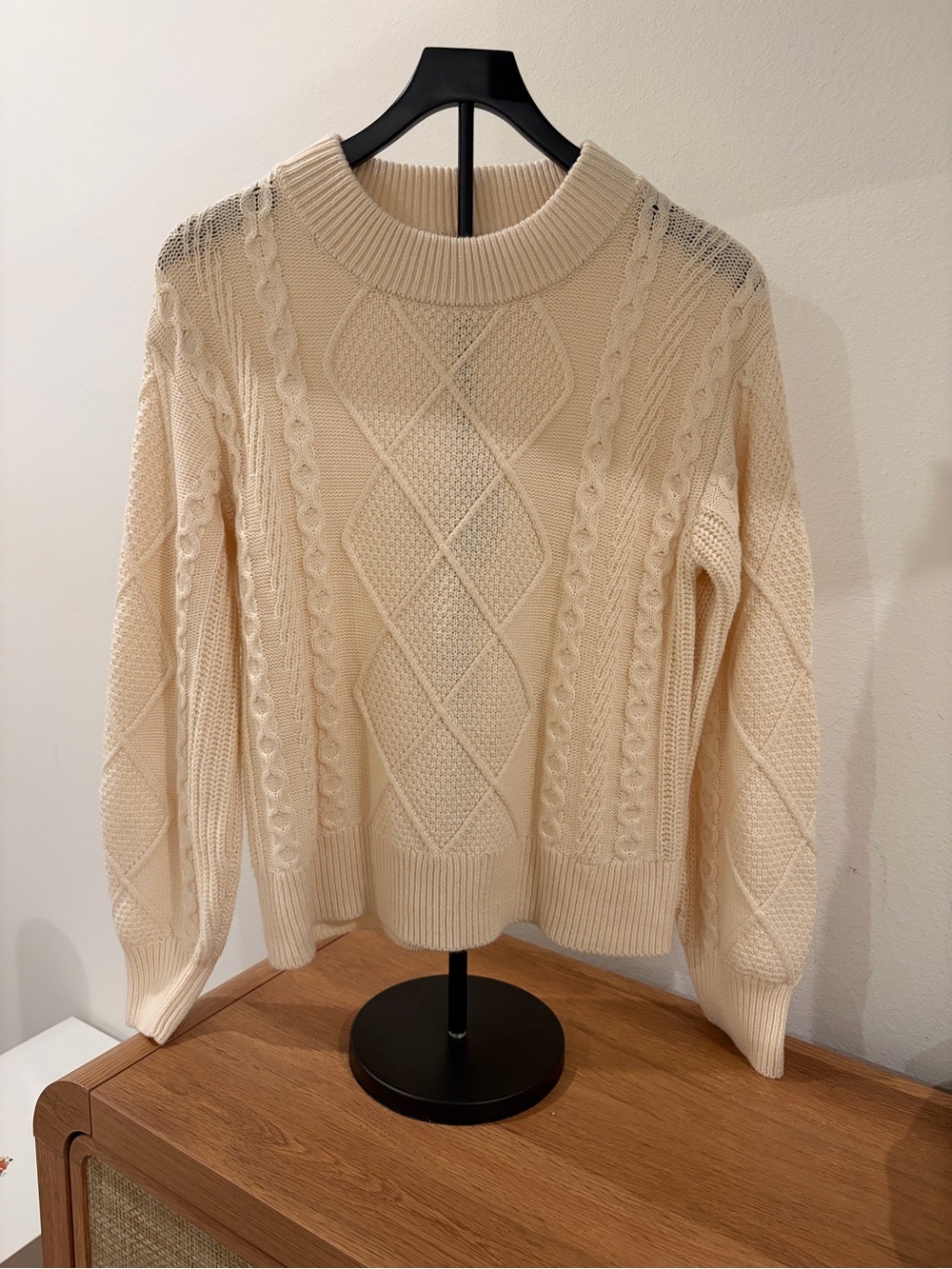 Oversized Cream Cable Knit Sweater — Universal Thread XS